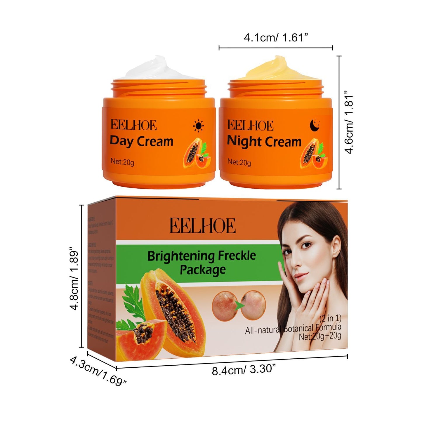 EELHOE Papaya Whitening Freckle Cream For Diminishing Facial Freckles, Dark Spots, And Enhancing Skin Radiance And Hydration For Day And Night Cream