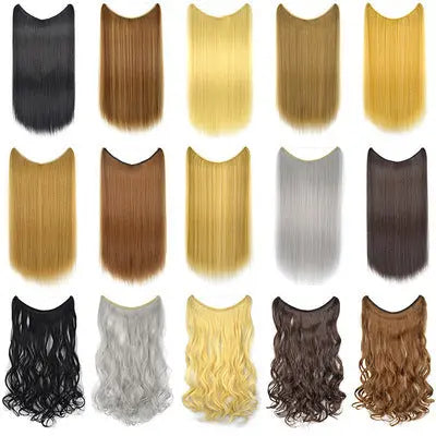 22 inches Invisible Wire No Clips in Hair Extensions Secret Fish Line Hairpieces Silky Straight Synthetic - Image #1