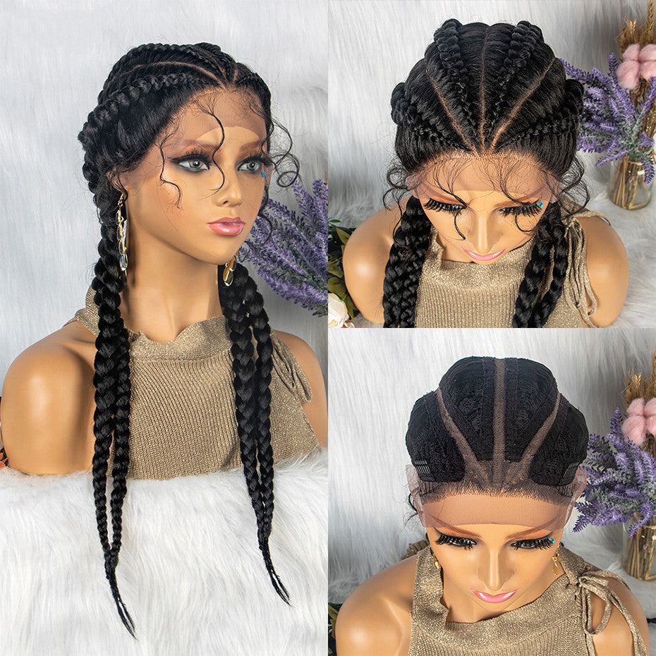 Braided Lace Front Wig With Baby Hair 4 Braids