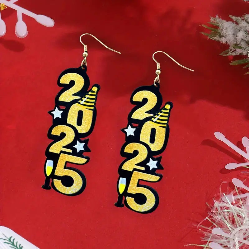 2025 New Year Digital Earrings Fashion Acrylic Earrings - Image #4