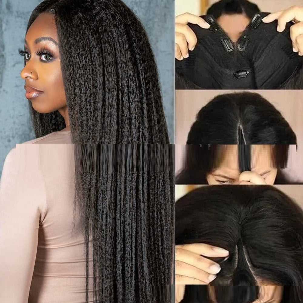 Lace Free Mechanism Yaki Straight Pure Human Wig