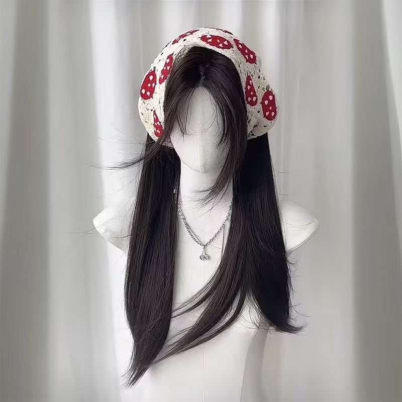 Temperament Natural Center-parted Bangs Forehead Lace Full Head Wig