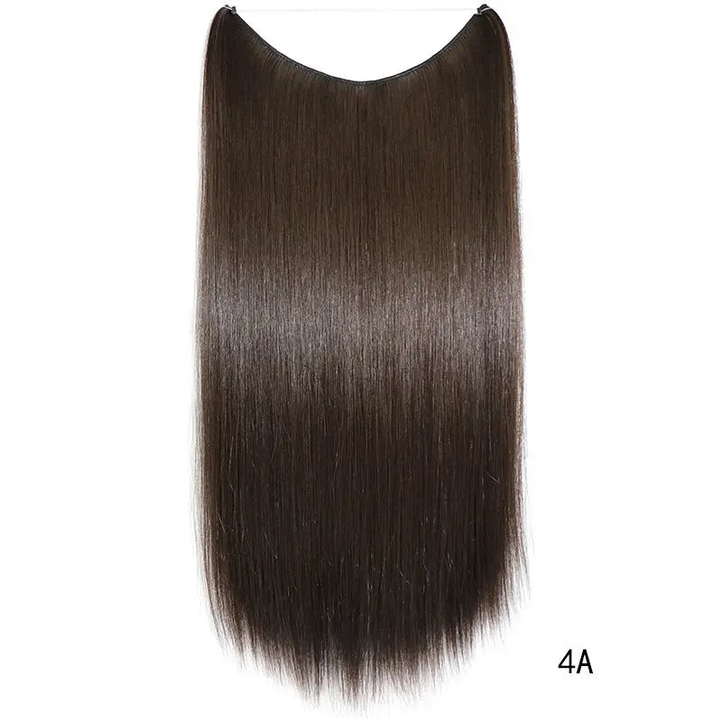 22 inches Invisible Wire No Clips in Hair Extensions Secret Fish Line Hairpieces Silky Straight Synthetic - Image #17