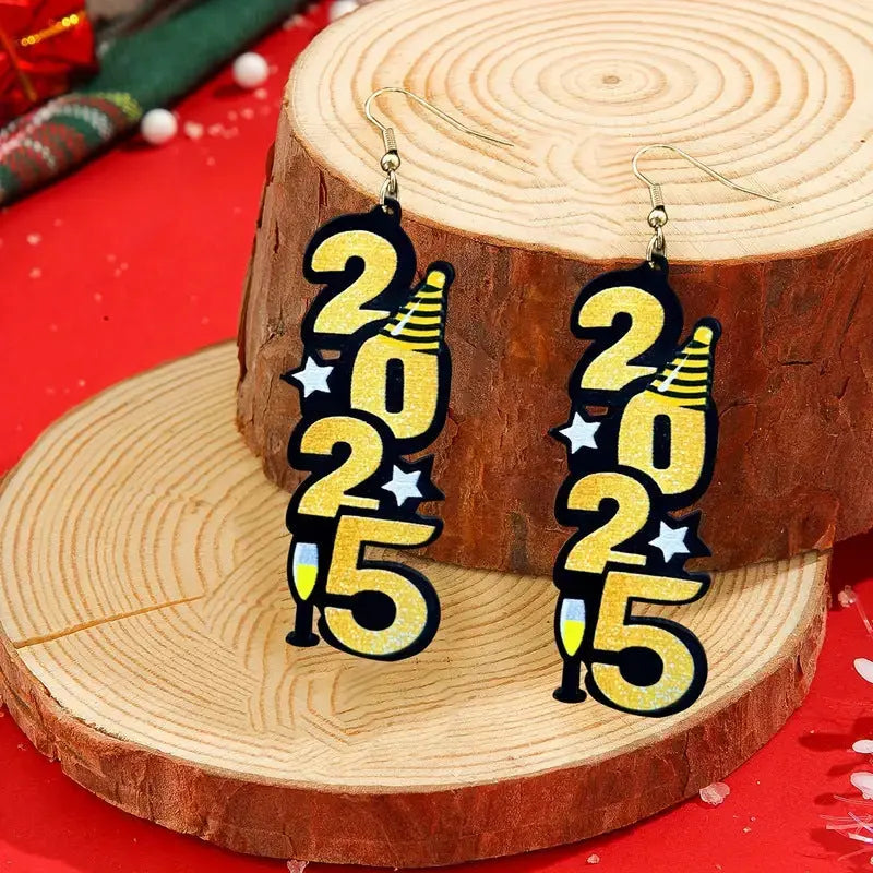 2025 New Year Digital Earrings Fashion Acrylic Earrings - Image #2