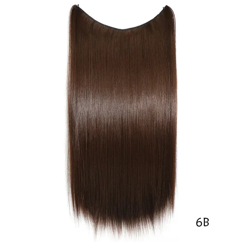 22 inches Invisible Wire No Clips in Hair Extensions Secret Fish Line Hairpieces Silky Straight Synthetic - Image #3