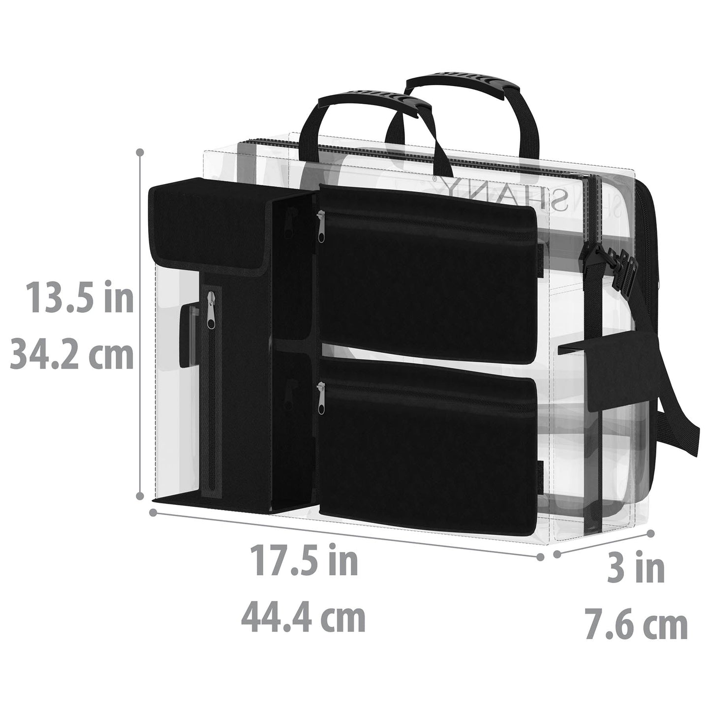 Traveling Makeup Artist Bag with Removable Compartments - Clear/Black-3