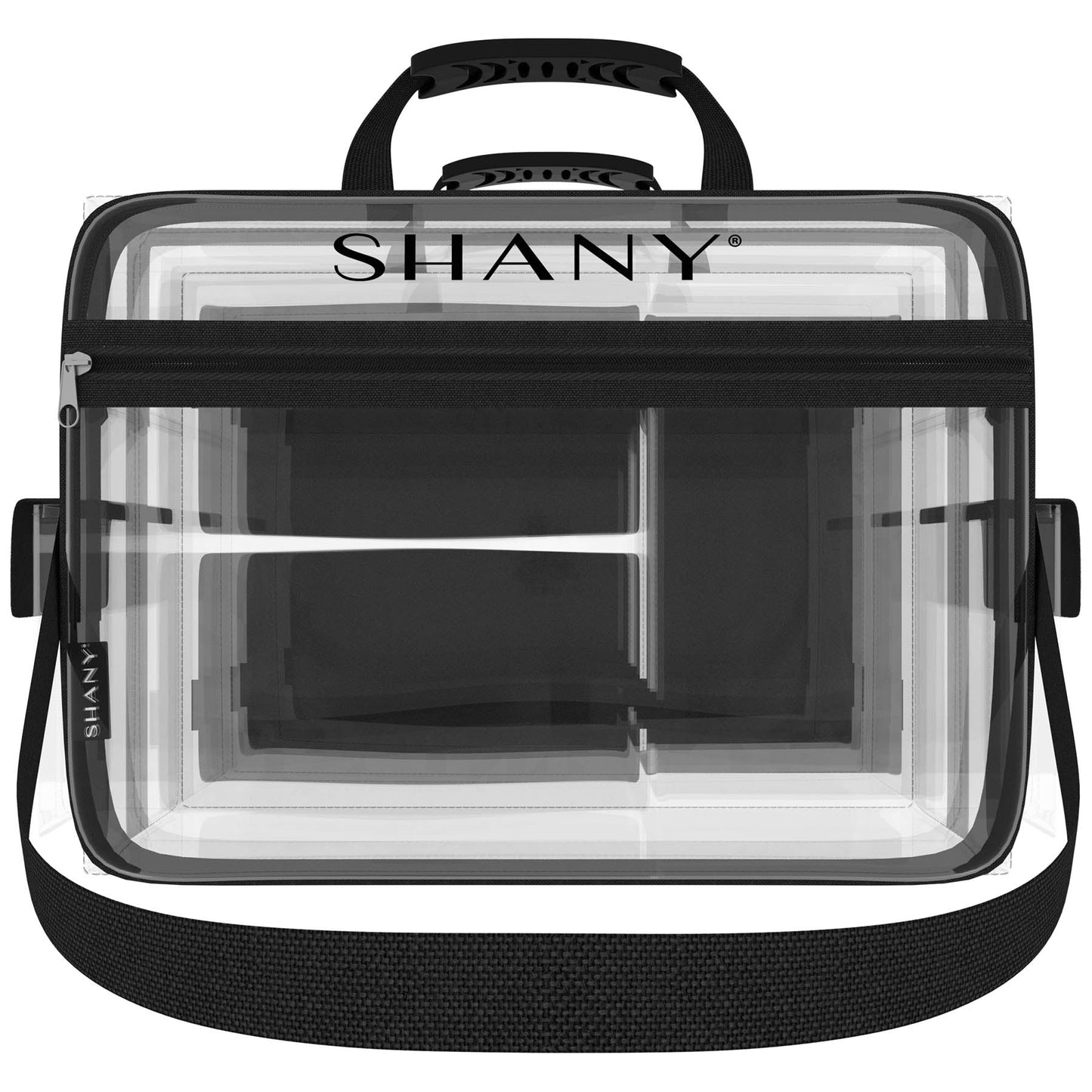 Traveling Makeup Artist Bag with Removable Compartments - Clear/Black-1