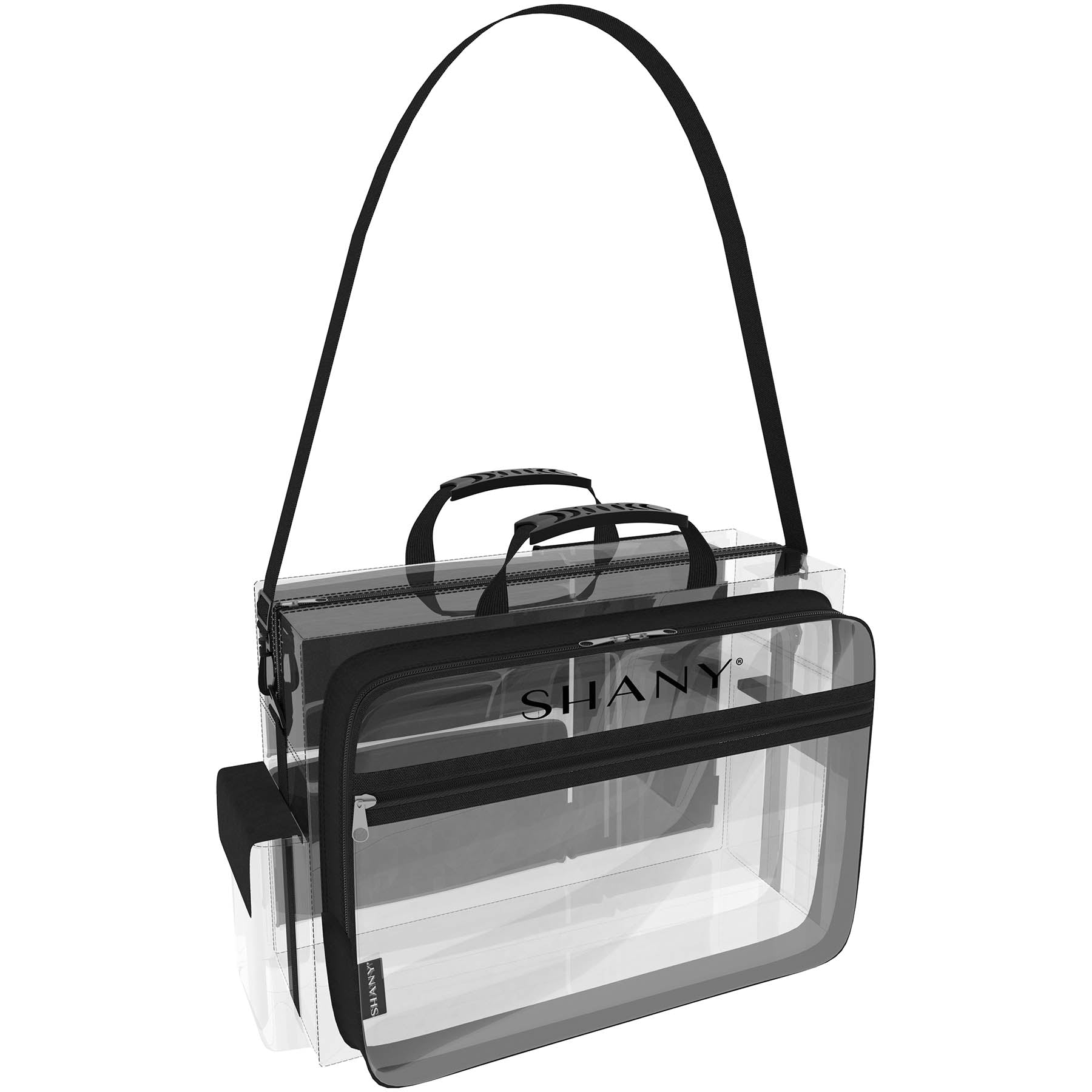 Traveling Makeup Artist Bag with Removable Compartments - Clear/Black-2