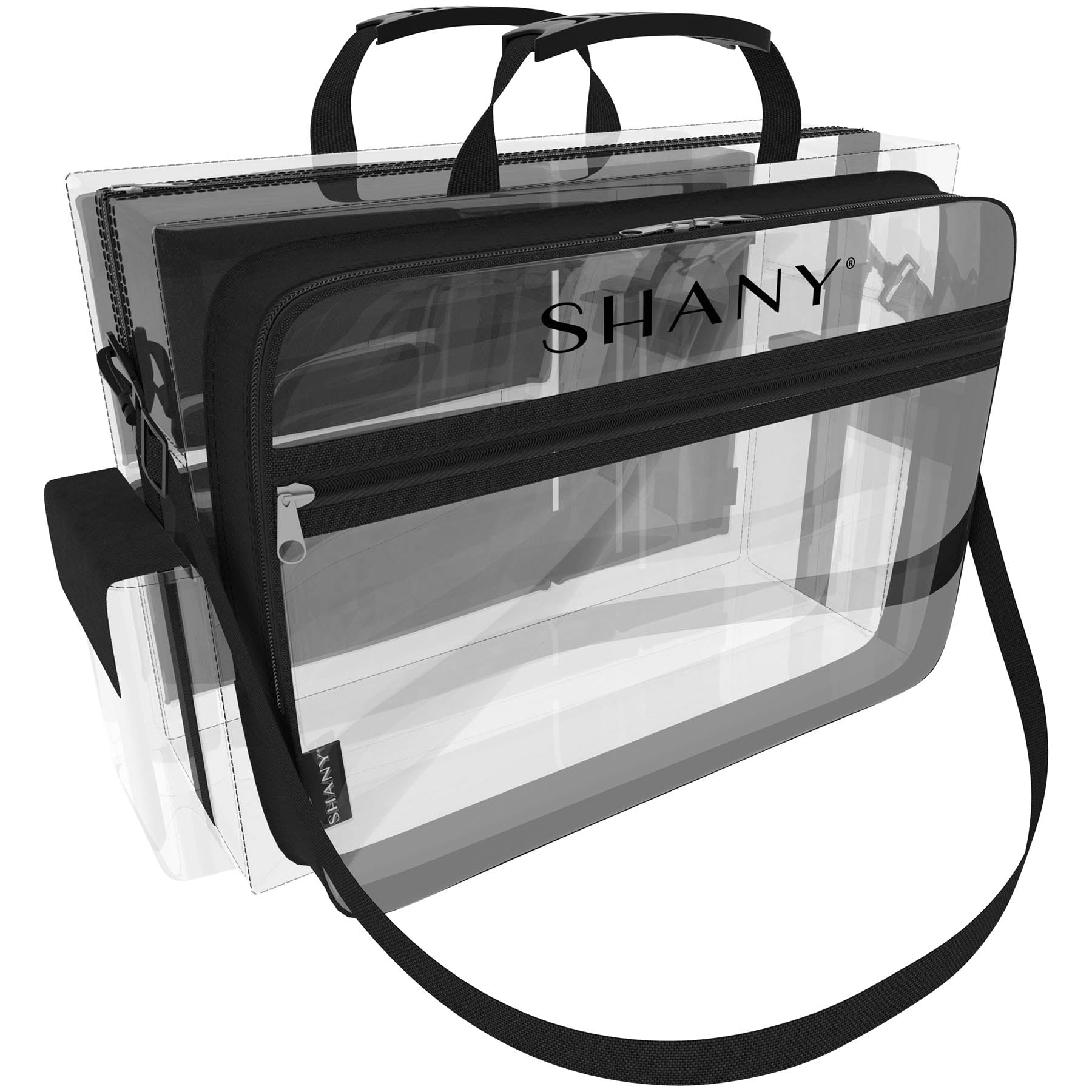 Traveling Makeup Artist Bag with Removable Compartments - Clear/Black-4